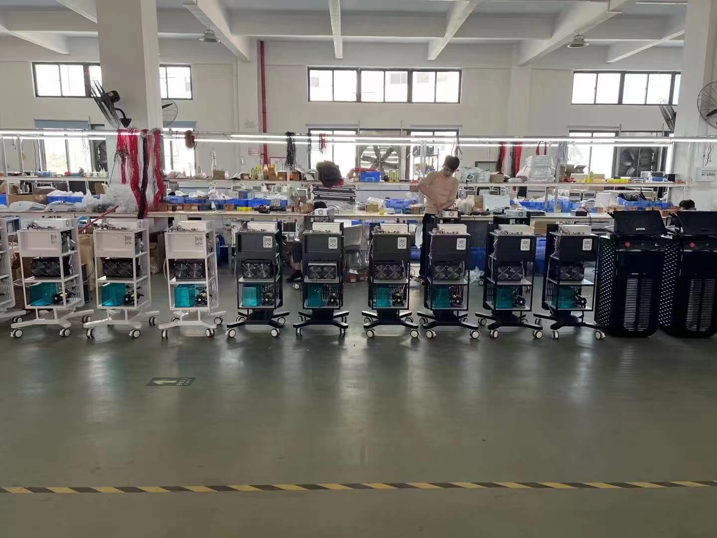 Beauty machines arranged on the BY BEAUTY assembly floor